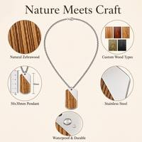 Collier avec pendentif en acier inoxydable 316L et bois naturel, types de bois personnalisables, bijoux unisexes, OEM