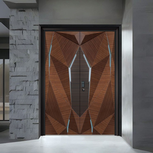 Porte d'entrée principale de style ouvert à double sécurité en acier SD moderne pour les portes de construction en métal des appartements de villas - Product Image 1