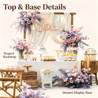 Bunga Meja Dessert Gaya Rustic Sutra & Plastik Berkualitas Tinggi yang Dapat Disesuaikan 100x60x60cm Tahan Lama Tidak Mudah Pecah untuk Acara