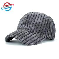 Casquette de baseball unisexe en velours côtelé vierge, 6 panneaux, visière incurvée, personnalisable avec logo, pour hommes et femmes