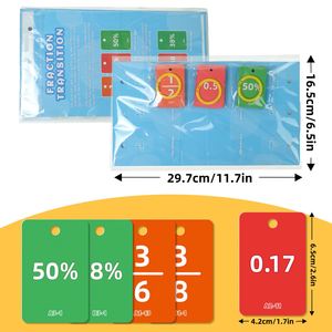 69 Piezas de Tarjetas Manipulables para Juegos de Matemáticas, Herramienta de Aprendizaje, Tabla de Conversión entre Decimales, Porciones y Fracciones - Product Image 6