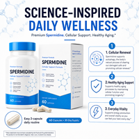 Spermidine 10mg Label Pribadi dengan Ekstrak Wheat Germ 1000mg untuk Dukungan Seluler & Autophagy OEM 60 Kapsul Grosir
