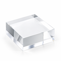 Bloc de présentation carré en acrylique transparent poli 2x2x1 pouces, support de présentation en cube d'acrylique massif pour bagues, pierres précieuses, diamants, minéraux