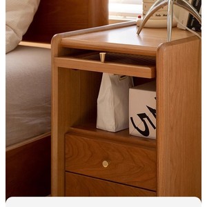 Cherry Wood Bedside Table <b>Narrow</b> Small Size Nordic Japanese Style <b>Storage</b> Cabinet Bedroom Furniture - Product Image 2