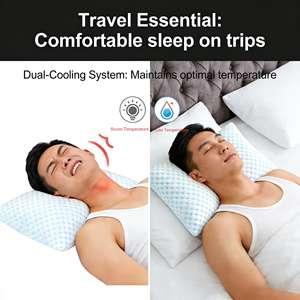 <span class=keywords><strong>Oreiller</strong></span> en mousse à mémoire de forme bleu rafraîchissant avec un design respirant au toucher <span class=keywords><strong>frais</strong></span> pour les personnes qui ont chaud pendant leur sommeil, utilisation estivale - Product Image 2