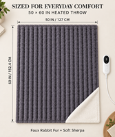 Plaid chauffant lavable 50*60 pouces en fausse fourrure de lapin douce, double couche, 9 niveaux de chauffage, protection contre la surchauffe
