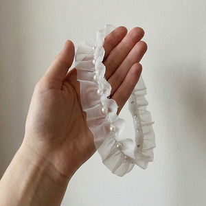 Jarretelles de mariage <span class=keywords><strong>pour</strong></span> la mariée, en <span class=keywords><strong>dentelle</strong></span> blanche avec nœud, perles et papillon, faites à la main, extensibles, <span class=keywords><strong>pour</strong></span> la <span class=keywords><strong>cuisse</strong></span> - Product Image 3