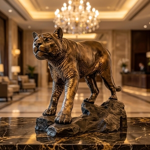 Statue de cougar/lion de montagne sur mesure en bronze doré, sculptée par procé<span class=keywords><strong>d</strong></span>é de fusion à la cire perdue, sculpture de prédateur sur mesure, sculpture en bronze - Product Image 4