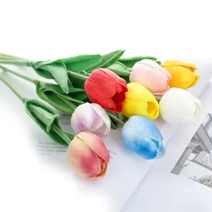 Duofu flores artificiais de tulipa, decoração de casamento, buquê de noiva, decoração de casa
