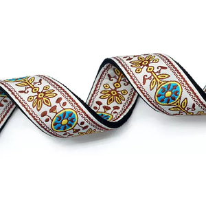 Correa de guitarra con bordado personalizado, cinturón de guitarra de algodón, correas ajustables para guitarra acústica eléctrica con cabeza de cuero PU - Product Image 4