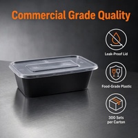 Contenants alimentaires rectangulaires jetables anti-fuite de 750 ml, 300 ensembles