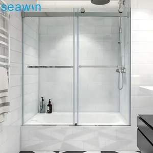 ผู้ผลิตจีน Frameless ห้องอาบน้ำกระจกประตูบานเลื่อนพร้อมอ่างอาบน้ำ