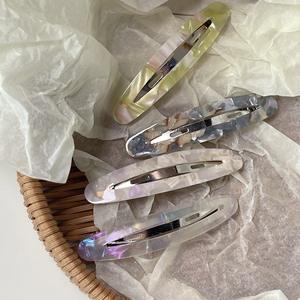 2024 caldo <span class=keywords><strong>fresco</strong></span> squisito temperamento ellisse coreano nuovo stile alligatore carino all'ingrosso delle donne cellulosa acetato fermagli per capelli delle donne - Product Image 2