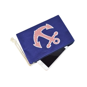 Pochette à maquillage bleue imperméable avec fermeture éclair, petite pochette à accessoires, pochette à maquillage en velours personnalisée BSCI, pochette à maquillage portable plate - Product Image 1