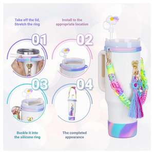 Set di Accessori per Tumbler da 40Oz, 30Oz, 20Oz, Regalo per Ragazze Adolescenti, Decorazioni per Tumbler con Manico, Cannuccia Arcobaleno e Toppe - Product Image 4