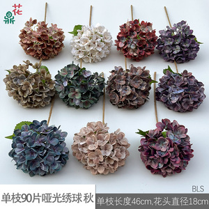 <b>Hydrangea</b> <b>Artificial</b> <b>Flower</b> Single Stem Matte Silk Handmade Wedding Decor Modern Style 90 Petals Nordic Design - Product Image 5