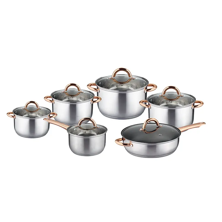 Cookware available in multiple colors Straight gilded handle kitchenware Single handle binaural kitchenware