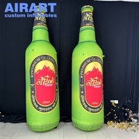 Nouvelle bouteille de bière gonflable de logo d'impression de taille personnalisée, ballon gonflable de modèle de verre de bière