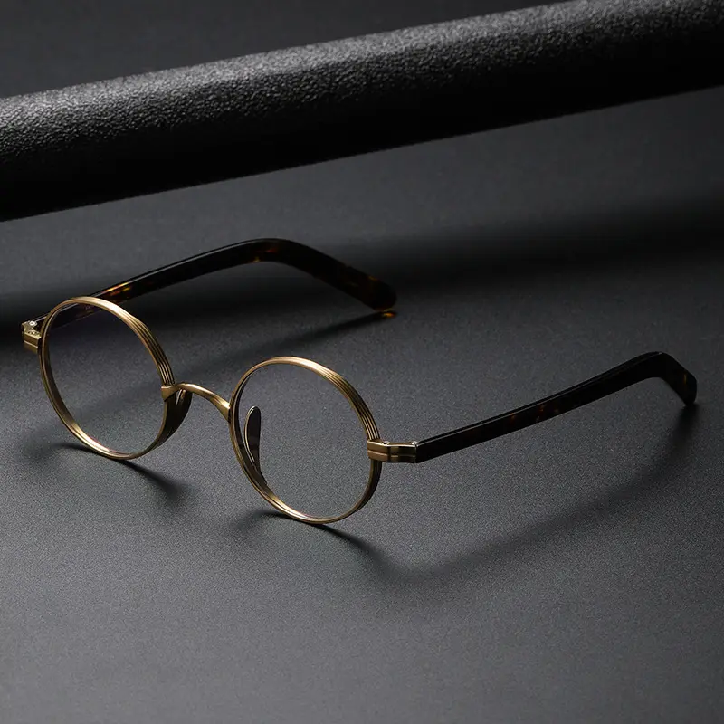 Montura óptica de acetato para gafas, lentes con montura de titanio, frontal de acetato con temple de titanio, en stock, KMN101
