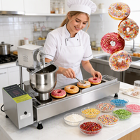 Machine à mini-beignets argentée à double rangée, mélangeur de crêpes automatique pour petites entreprises, certifiée CE, directement de l'usine