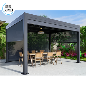 Hệ thống mái mở ngoài trời pergola cơ giới màu xám 3x4 mét pergola bao gồm các thiết kế với hàng rào - Product Image 1