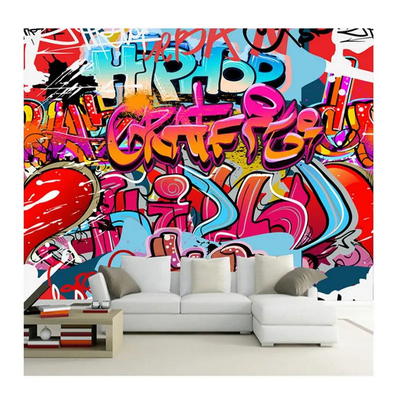 KOMNNI Custom Graffiti Wallpaper Colorful Street Graffiti 3d murale Bar Ktv Tooling sfondo Wallpaper