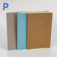 Juego de cuaderno en blanco de tapa blanda A5 de tamaño pequeño personalizado, papel Kraft reciclado, libro de cartón forrado con costura de hilo personalizado