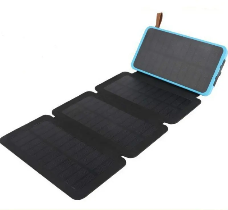 Hot selling folding solar panel charging Charger solar power bank 10000mAh Led light waterproof solar power bank