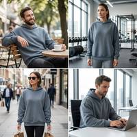 Sweat-shirt à capuche unisexe en coton polyester personnalisé 260 280 g/m², tricoté, imprimé, respirant, écologique, coupe classique, de haute qualité