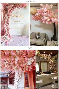 Ramas de flores de cerezo artificiales, arbustos artesanales, arbustos de flores con tallos, Flores Sakura, <span class=keywords><strong>Rama</strong></span> Artificial para decoración de boda - Product Image 4