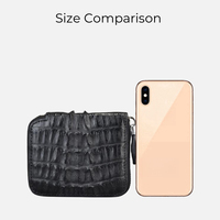 Dompet Kulit Buaya Asli Mewah Custom untuk Pria Wanita, Dompet Pendek dengan Resleting, Tempat Kartu dan Uang Koin