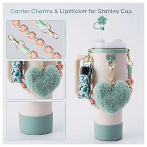 KK868 Juego de 10 piezas Vaso Cadena Felpa Amor Flor Juego colgante Flor de melocotón Tejido 40oz Vaso Copa Juegos periféricos - Product Image 3