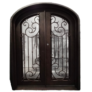 2025 nuevo estilo francés moderno barato entrada superior moda puerta clásica características <span class=keywords><strong>de</strong></span> seguridad frontal hierro forjado ceja diseño elíptico - Product Image 1