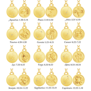 Изящный 12 созвездий диск Кулон Ювелирные изделия знак зодиака ожерелье для персонализированный гороскоп Астрология подарок - Product Image 1