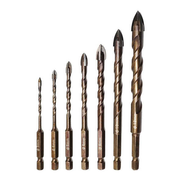 6mm 10mm Cross Tip Hex Shank Glass Drill Bit for Ceramic Tile Concrete Drilling Tools
