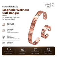 Set Perhiasan Gelang Magnetik Tembaga Antik dengan Ukiran Hati, Cincin dan Gelang yang Dapat Disesuaikan untuk Ibu dan Anak, untuk Kesejahteraan