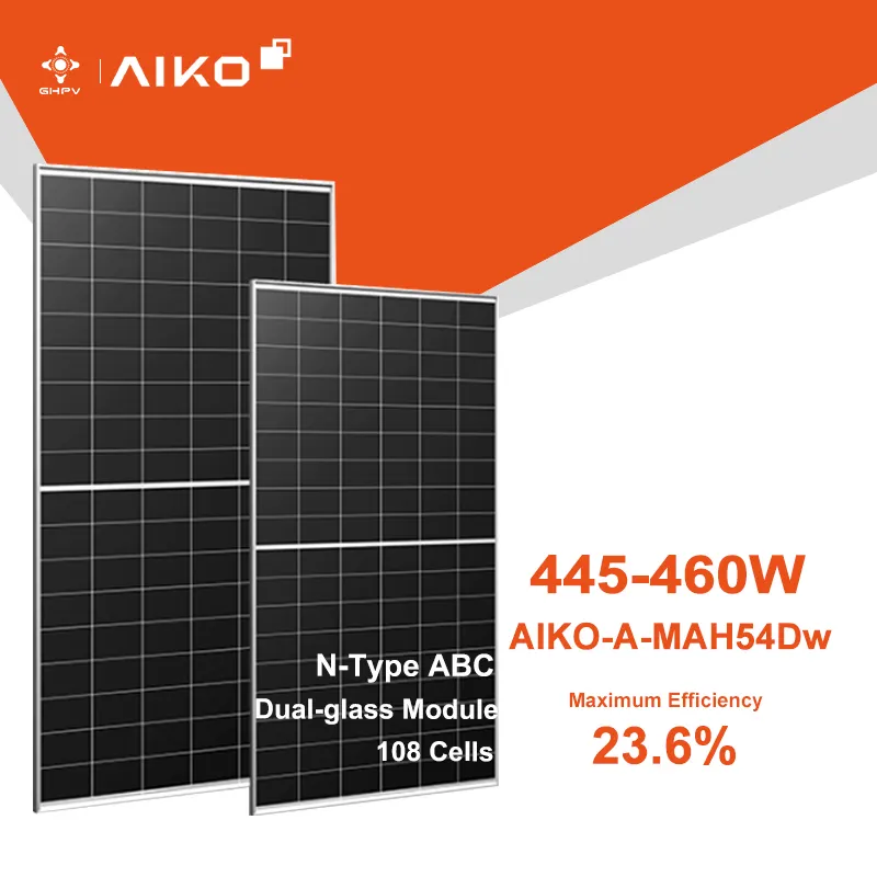 Aiko panel surya Perc kristal tunggal, 445W 455W 460W tipe terbaik harga Per 450 Watt panel surya