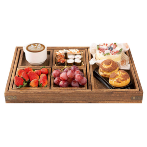 Plateaux de service en bambou Plateaux en bois légers pour le petit-<span class=keywords><strong>d</strong></span>éjeuner au lit Planche à thé avec poignées - Product Image 1