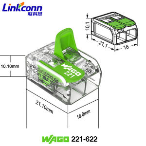Borniers WAGO 221-622/623/625 Série Verte à 2 Trous, Écologiques, pour Connexion de Fils 20-10 AWG, Connecteurs de Raccordement - Product Image 3