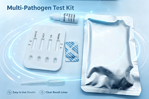 Prueba Rápida en Cassette para Detección <span class=keywords><strong>de</strong></span> Enfermedades Infecciosas, Combo POCT HCV HIV1/2 TP HBsAg, Multiobjetivo, 1 Unidad - Product Image 2