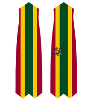 Écharpe de cérémonie personnalisée de 72 pouces de long, motif Drapeau Lion Rastafari d'Éthiopie, impression numérique ou par sublimation, pour remise de diplôme ou drapeau national