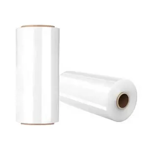 Material LLDPE barato al por mayor de China, estiramiento 5 veces, 15kg por rollo, máquina de rollo grande, uso de película de envoltura elástica para palés