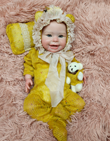 Poupée bébé réaliste en silicone souple de 18 pouces avec yeux en acrylique à bouche ouverte, corps entier, aspect authentique, anatomiquement correcte, modèle Reborn Fille