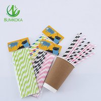 Pailles à boire en papier écologiques SUMKOKA 200 mm, jetables et compostables, pailles en papier épaisses et colorées
