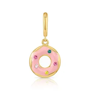 Gemnel Neuankömmlinge Modeschmuck Anhänger & Charms verspielten rosa Emaille Donut Charme auf Ihrer Halskette