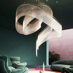 ヴィラ リビングルーム シャンデリア カスタムライト 複層 螺旋型 クリスタル LED インテリアライト ホーム 階段 寝室 廊下 照明 - Product Image 1