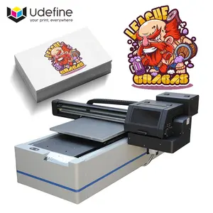 Imprimante d'autocollants UV Udefine Couverture mobile Briquet en bois Acrylique UV DTF Machine d'impression avec XP600 I3200