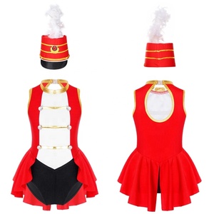 6-16 Kid Girls Black Latin Dance Competition Flag Raiser Honour Guard Costume Set Leotard Dress Up Theme Party Stage Performance - Product Image 2