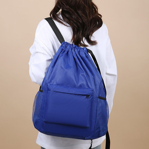 <b>Drawstring</b> <b>Backpack</b> Solid Color Lightweight 20L Capacity With Zipper Pocket For Sports Travel Unisex Summer 2025 - Product Image 4