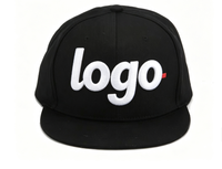 Zwarte letterprint flat brim snapback pet hiphop baseball cap